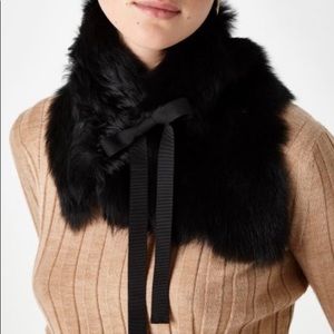 Shearling (Toscana sheep) scarf w/grosgrain tie